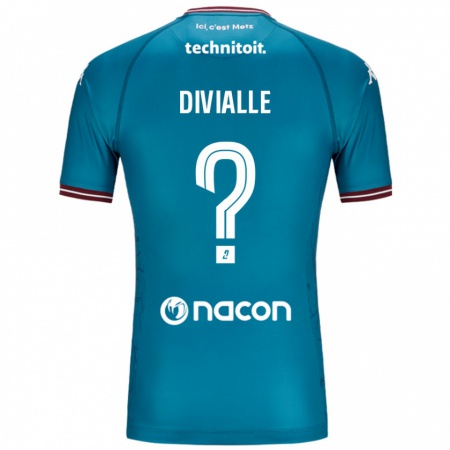 Kandiny Gyermek Charles Divialle #0 Bleu Benzin Idegenbeli Jersey 2024/25 Mez Póló Ing