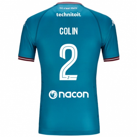 Kandiny Gyermek Maxime Colin #2 Bleu Benzin Idegenbeli Jersey 2024/25 Mez Póló Ing