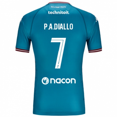 Kandiny Gyermek Papa Amadou Diallo #7 Bleu Benzin Idegenbeli Jersey 2024/25 Mez Póló Ing