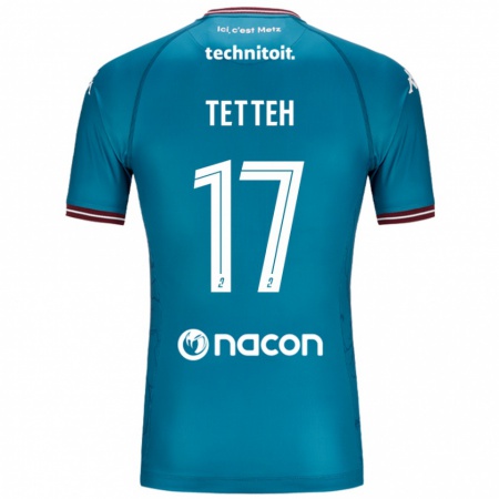 Kandiny Gyermek Benjamin Tetteh #17 Bleu Benzin Idegenbeli Jersey 2024/25 Mez Póló Ing