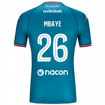 Kandiny Gyermek Malick Mbaye #26 Bleu Benzin Idegenbeli Jersey 2024/25 Mez Póló Ing