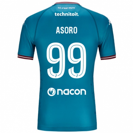 Kandiny Gyermek Joel Asoro #99 Bleu Benzin Idegenbeli Jersey 2024/25 Mez Póló Ing