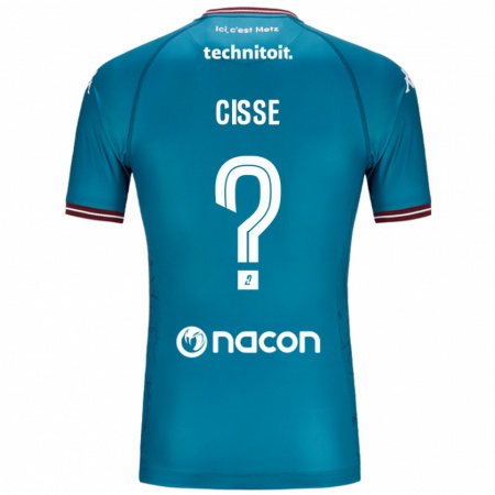 Kandiny Gyermek Mouhamadou Cisse #0 Bleu Benzin Idegenbeli Jersey 2024/25 Mez Póló Ing