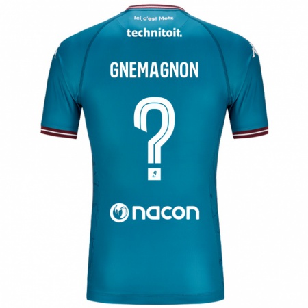 Kandiny Gyermek Mahi Gnemagnon #0 Bleu Benzin Idegenbeli Jersey 2024/25 Mez Póló Ing