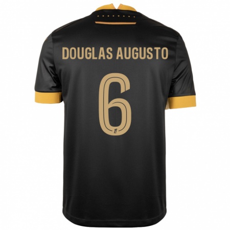 Kandiny Gyermek Douglas Augusto #6 Fekete Barna Idegenbeli Jersey 2024/25 Mez Póló Ing