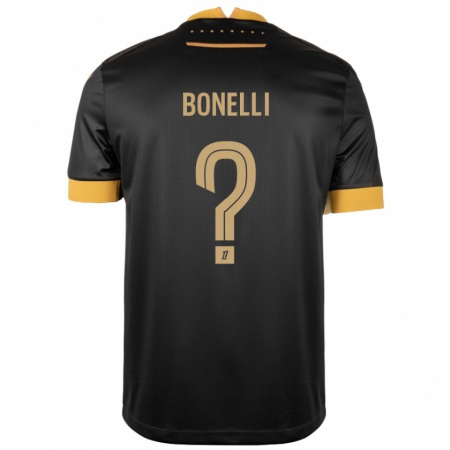 Kandiny Gyermek Lucas Bonelli #0 Fekete Barna Idegenbeli Jersey 2024/25 Mez Póló Ing