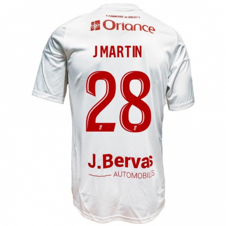 Kandiny Gyermek Jonas Martin #28 Fehér Piros Idegenbeli Jersey 2024/25 Mez Póló Ing