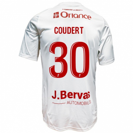 Kandiny Gyermek Grégoire Coudert #30 Fehér Piros Idegenbeli Jersey 2024/25 Mez Póló Ing