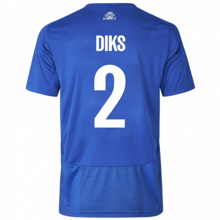 Kandiny Gyermek Kevin Diks #2 Fehér Kék Idegenbeli Jersey 2024/25 Mez Póló Ing