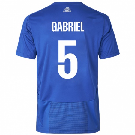 Kandiny Gyermek Gabriel Pereira #5 Fehér Kék Idegenbeli Jersey 2024/25 Mez Póló Ing