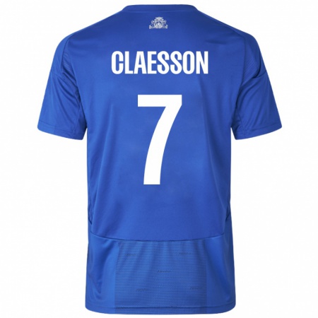 Kandiny Gyermek Viktor Claesson #7 Fehér Kék Idegenbeli Jersey 2024/25 Mez Póló Ing