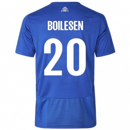 Kandiny Gyermek Nicolai Boilesen #20 Fehér Kék Idegenbeli Jersey 2024/25 Mez Póló Ing