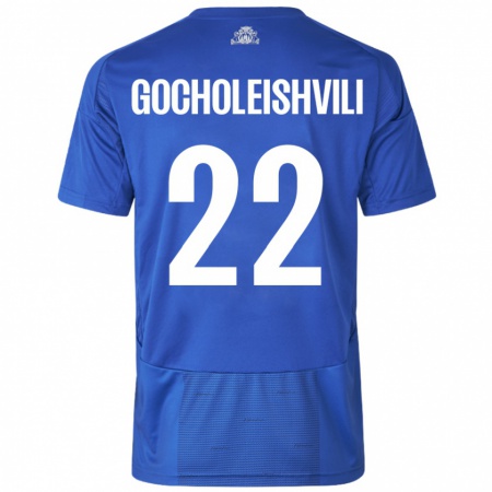 Kandiny Gyermek Giorgi Gocholeishvili #22 Fehér Kék Idegenbeli Jersey 2024/25 Mez Póló Ing