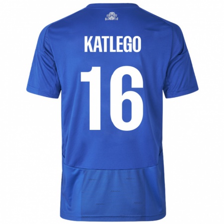 Kandiny Gyermek David Katlego #16 Fehér Kék Idegenbeli Jersey 2024/25 Mez Póló Ing