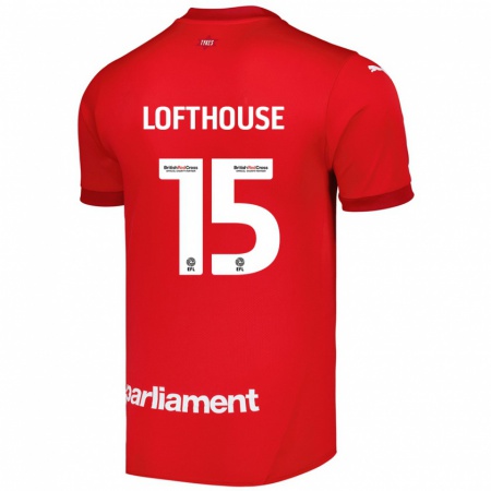 Kandiny Férfi Kyran Lofthouse #15 Piros Hazai Jersey 2024/25 Mez Póló Ing