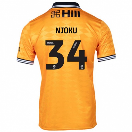 Kandiny Férfi Brandon Njoku #34 Narancs Hazai Jersey 2024/25 Mez Póló Ing