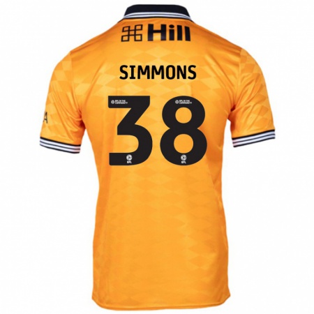 Kandiny Férfi Bella Simmons #38 Narancs Hazai Jersey 2024/25 Mez Póló Ing