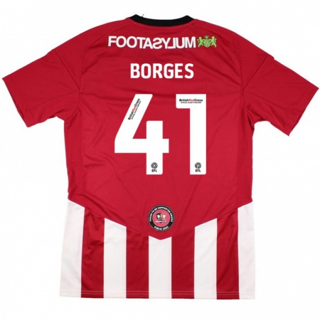 Kandiny Férfi Pedro Borges #41 Piros Fehér Hazai Jersey 2024/25 Mez Póló Ing