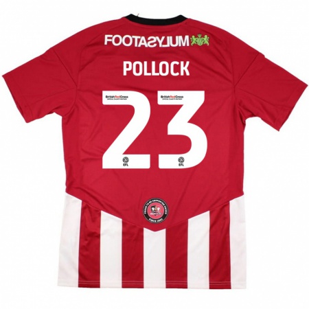 Kandiny Férfi Amber Pollock #23 Piros Fehér Hazai Jersey 2024/25 Mez Póló Ing