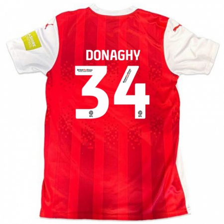 Kandiny Férfi Tom Donaghy #34 Piros Fehér Hazai Jersey 2024/25 Mez Póló Ing