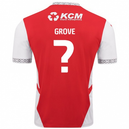 Kandiny Férfi Rylee Grove #0 Piros Fehér Hazai Jersey 2024/25 Mez Póló Ing