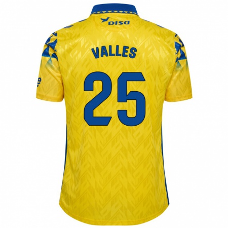 Kandiny Férfi Álvaro Valles #25 Sárga Kék Hazai Jersey 2024/25 Mez Póló Ing