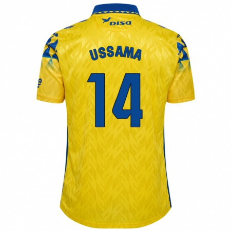 Kandiny Férfi Ussama #14 Sárga Kék Hazai Jersey 2024/25 Mez Póló Ing