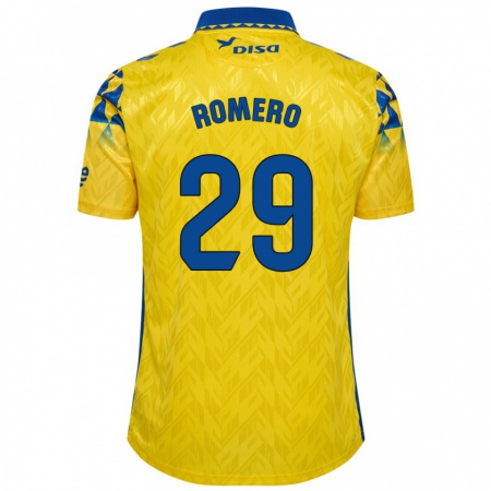 Kandiny Férfi Elías Romero #29 Sárga Kék Hazai Jersey 2024/25 Mez Póló Ing