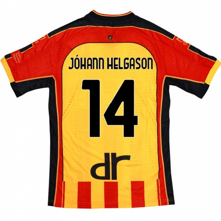 Kandiny Férfi Thórir Jóhann Helgason #14 Sárga Piros Hazai Jersey 2024/25 Mez Póló Ing