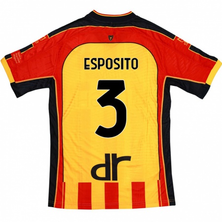 Kandiny Férfi Sebastian Esposito #3 Sárga Piros Hazai Jersey 2024/25 Mez Póló Ing