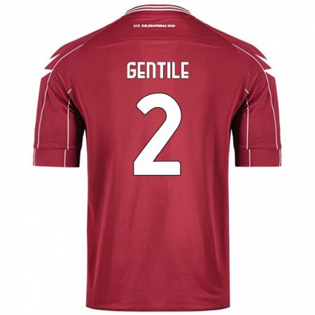 Kandiny Férfi Davide Gentile #2 Burgundia Hazai Jersey 2024/25 Mez Póló Ing