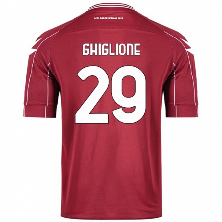 Kandiny Férfi Paolo Ghiglione #29 Burgundia Hazai Jersey 2024/25 Mez Póló Ing