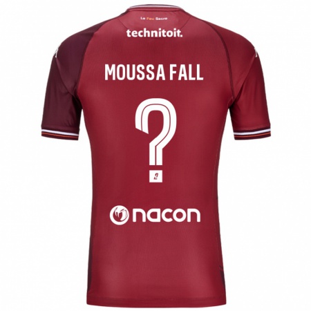 Kandiny Férfi Pape Moussa Fall #0 Piros Granata Hazai Jersey 2024/25 Mez Póló Ing