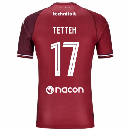 Kandiny Férfi Benjamin Tetteh #17 Piros Granata Hazai Jersey 2024/25 Mez Póló Ing