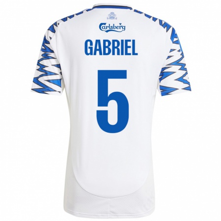 Kandiny Férfi Gabriel Pereira #5 Fehér Ég Kék Hazai Jersey 2024/25 Mez Póló Ing