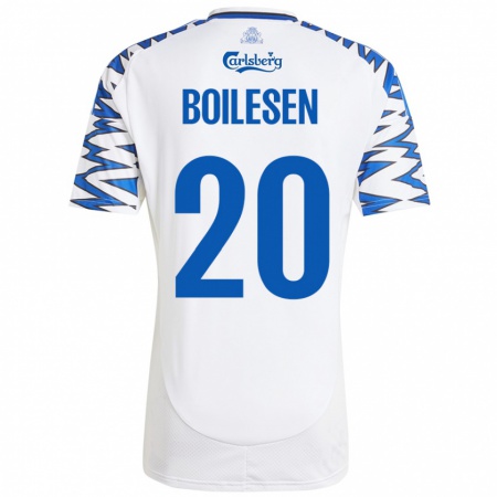 Kandiny Férfi Nicolai Boilesen #20 Fehér Ég Kék Hazai Jersey 2024/25 Mez Póló Ing