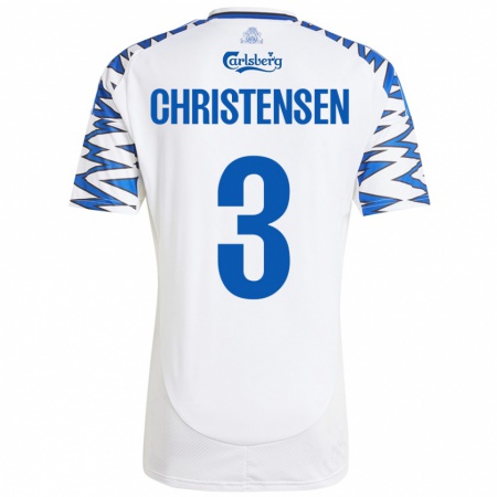 Kandiny Férfi Sebastian Christensen #3 Fehér Ég Kék Hazai Jersey 2024/25 Mez Póló Ing