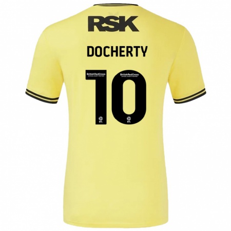 Kandiny Férfi Greg Docherty #10 Sárga Fekete Idegenbeli Jersey 2024/25 Mez Póló Ing