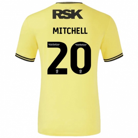 Kandiny Férfi Zach Mitchell #20 Sárga Fekete Idegenbeli Jersey 2024/25 Mez Póló Ing