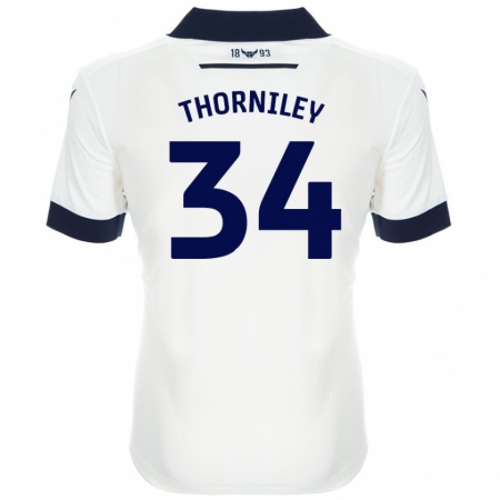 Kandiny Férfi Jordan Thorniley #34 Fehér Sötétkék Idegenbeli Jersey 2024/25 Mez Póló Ing