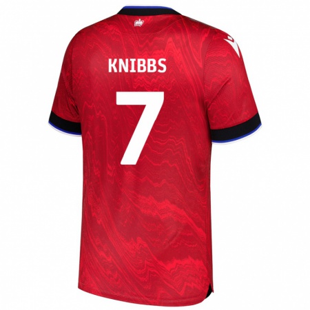 Kandiny Férfi Harvey Knibbs #7 Piros Fekete Idegenbeli Jersey 2024/25 Mez Póló Ing