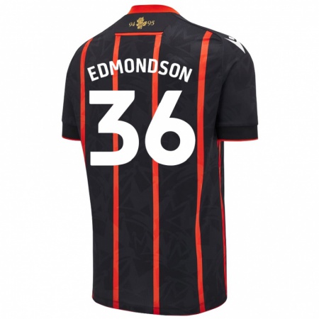 Kandiny Férfi James Edmondson #36 Fekete Piros Idegenbeli Jersey 2024/25 Mez Póló Ing