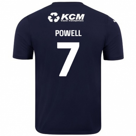 Kandiny Férfi Joe Powell #7 Sötétkék Idegenbeli Jersey 2024/25 Mez Póló Ing