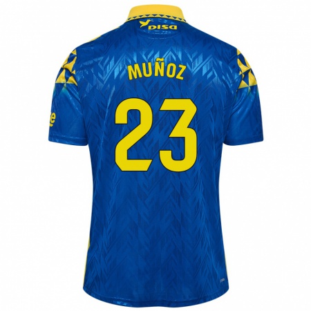 Kandiny Férfi Álex Muñoz #23 Kék Sárga Idegenbeli Jersey 2024/25 Mez Póló Ing