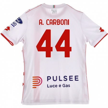 Kandiny Férfi Andrea Carboni #44 Fehér Piros Idegenbeli Jersey 2024/25 Mez Póló Ing