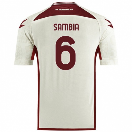 Kandiny Férfi Junior Sambia #6 Krém Színű Idegenbeli Jersey 2024/25 Mez Póló Ing