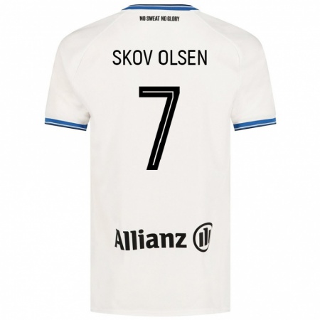 Kandiny Férfi Andreas Skov Olsen #7 Fehér Idegenbeli Jersey 2024/25 Mez Póló Ing