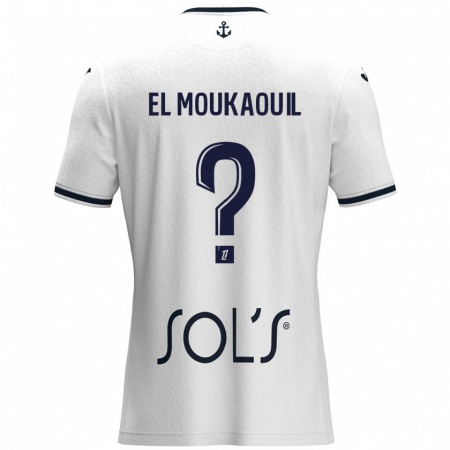 Kandiny Férfi Mohamed El Moukaouil #0 Fehér Sötétkék Idegenbeli Jersey 2024/25 Mez Póló Ing