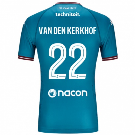 Kandiny Férfi Kevin Van Den Kerkhof #22 Bleu Benzin Idegenbeli Jersey 2024/25 Mez Póló Ing