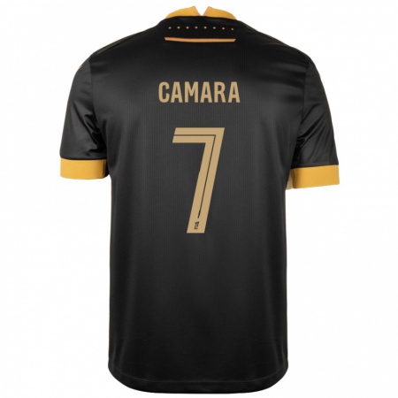 Kandiny Férfi Mohamed Camara #7 Fekete Barna Idegenbeli Jersey 2024/25 Mez Póló Ing